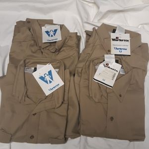 4 NEW With Tags Workrite FR HRC2 workshirts Khaki
